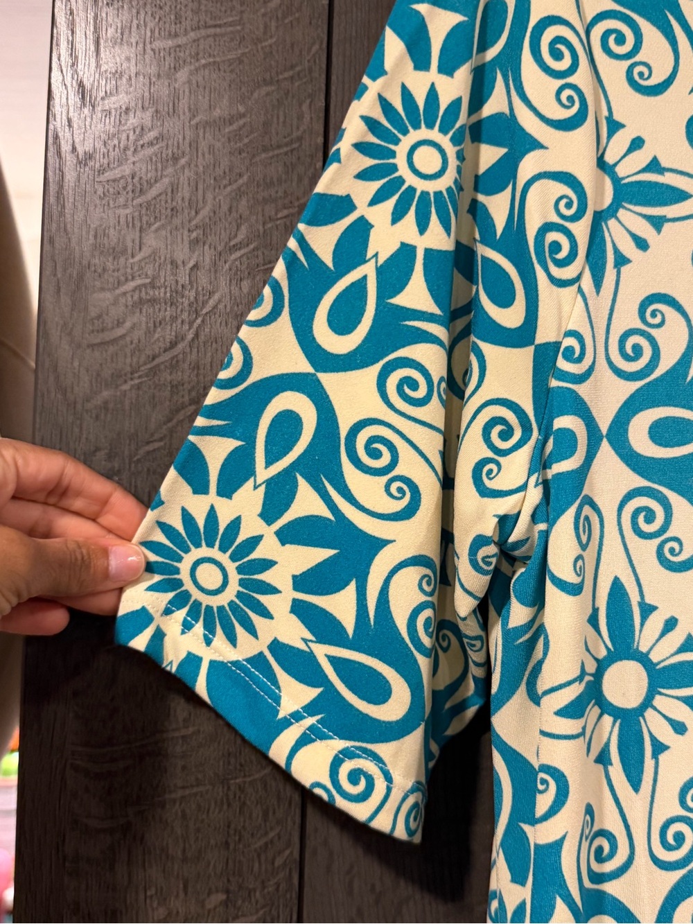Turquoise Patterned Short Sleeve Dress - Picture 5 of 5